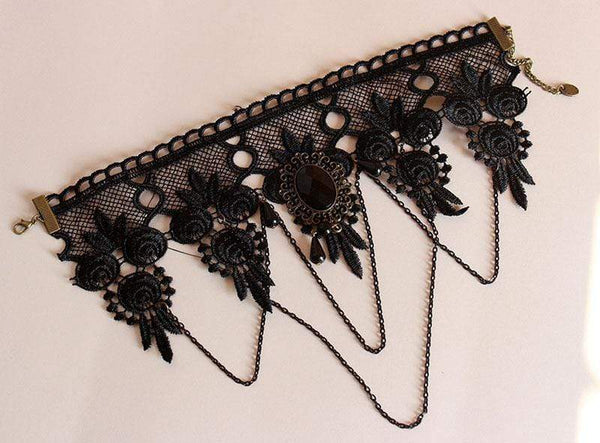 Black Lace Short Collar Gothic Choker