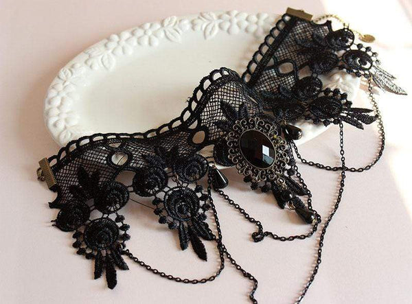 Black Lace Short Collar Gothic Choker