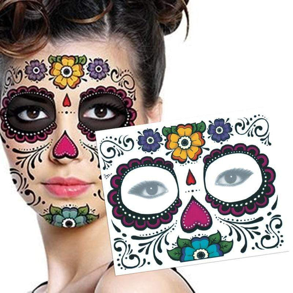 Day of the Dead Temporary Skull Face Tatts