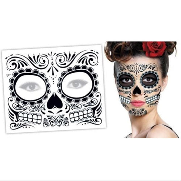 Day of the Dead Temporary Skull Face Tatts