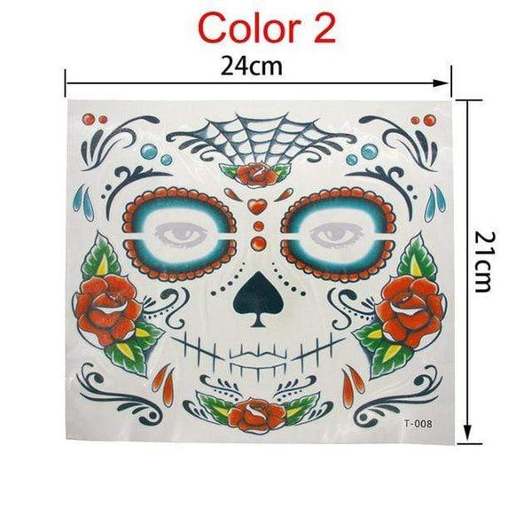 Day of the Dead Temporary Skull Face Tatts