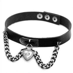 Chained Lock Heart Gothic Choker