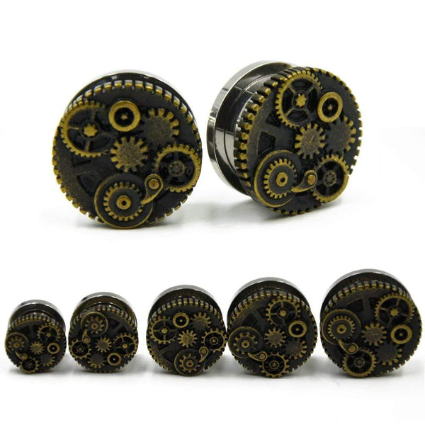 Steampunk Gears Ear Tunnels