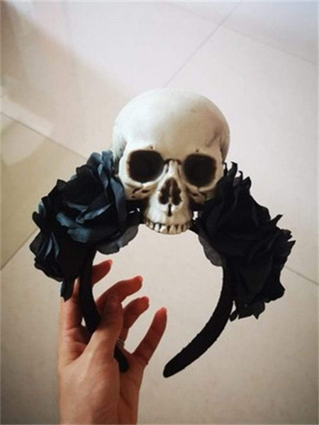 Gothic Skull Rose Headband