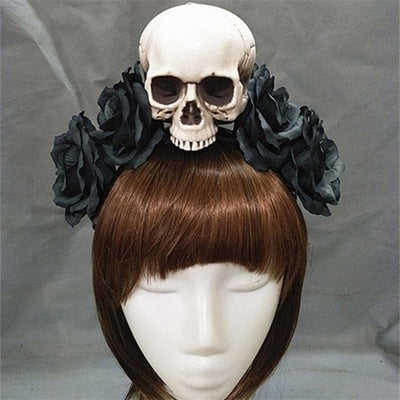 Gothic Skull Rose Headband