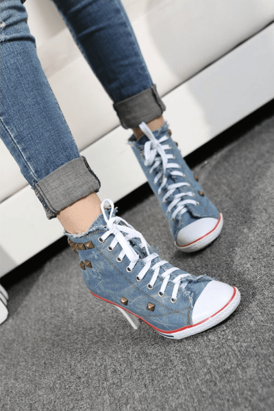 Denim High Heels Shoes