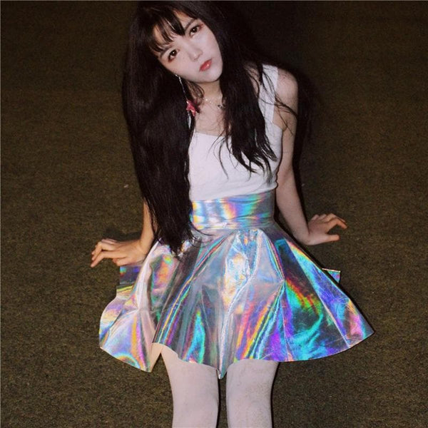 HOLOGRAPHIC GOTHIC MINI SKIRT