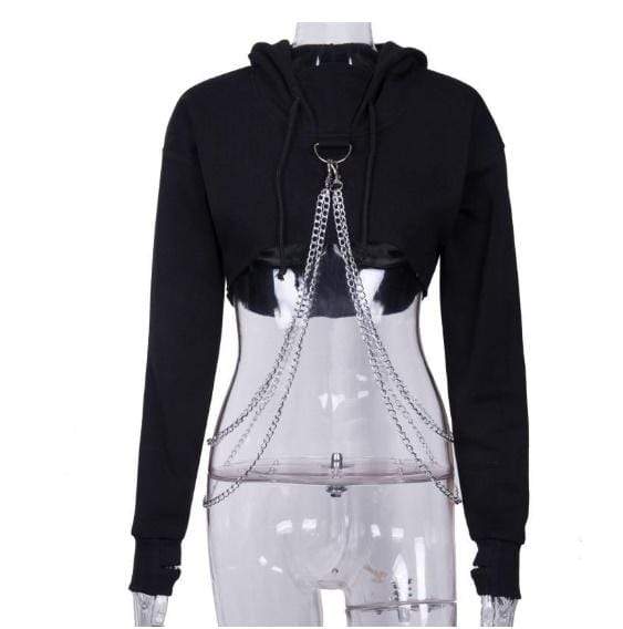 Gothic Chain Crop Hoodie