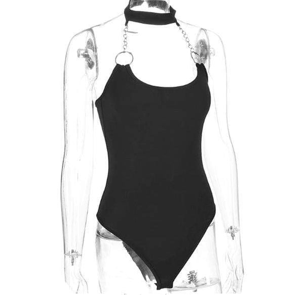 Gothic Sexy Off Shoulder Chain Bodysuit