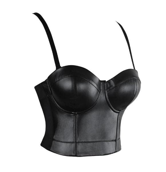 Gothic Faux Leather Bustier Crop Top