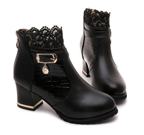 Snake Pattern Ankle Boots