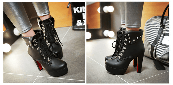 FIFI Lace-Up Heel Gothic Boots