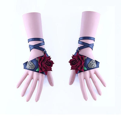 Untamed Rose Fingerless Leather Gloves