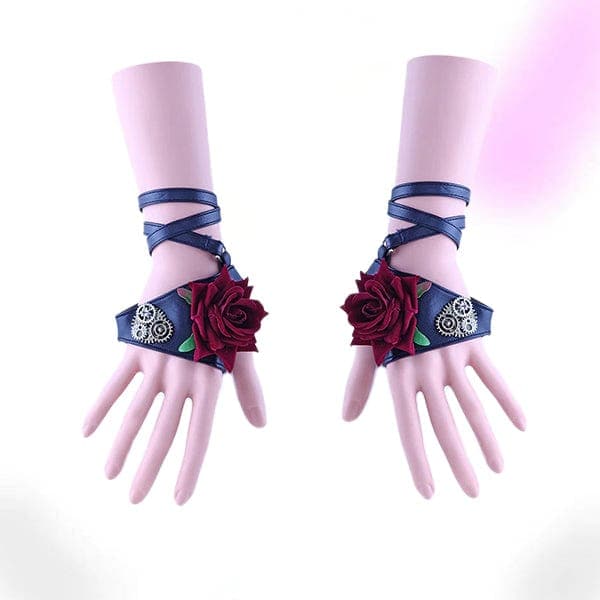 Untamed Rose Fingerless Leather Gloves